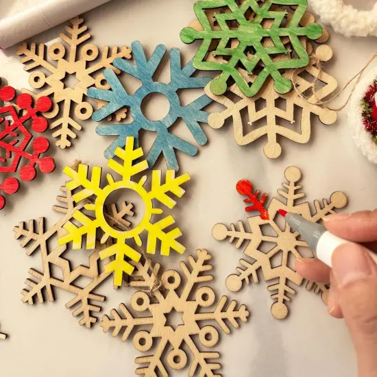 60PCS Unfinished Blank Wooden Cutouts Craft for Kids {2}