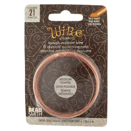 The Beadsmith Half-Round Craft Wire - Wire Elements - Medium Temper - 21 Gauge, 7 Yard Coil - Copper Color - Beading Wire Used for Jewelry Making, Wire Wrapping, and Other DIY Arts & Crafts {6}