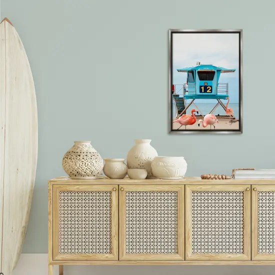 Stupell Industries Beach Shore with Flamingoes Floating Frame Design by Ashley Singleton {2}