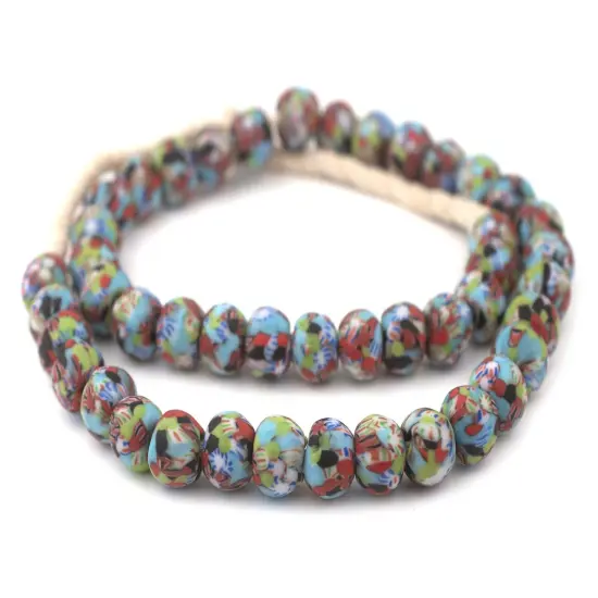 The Bead Chest Bolgatanga Mix Fused Recycled Glass Beads 14mm Ghana African Multicolor Round Large Hole 30 Inch Strand Handmade Fair Trade {3}