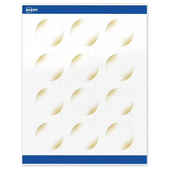 Avery Printable Round Labels with Sure Feed Technology, Pre-Printed Gold Blush Pattern, Glossy White, 2" Diameter, Laser & Inkjet Compatible, 120 Total, Great for Branding, Marketing, and Events {1}