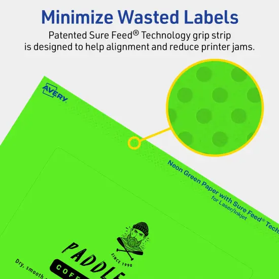 Avery Neon Green Paper Labels, 4" x 6" Rectangle {4}