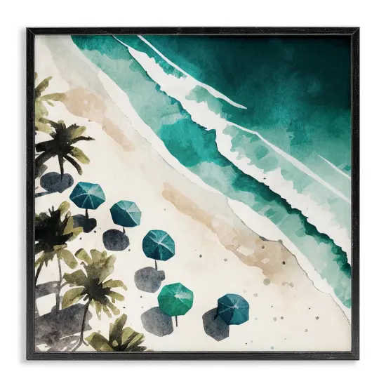 Stupell Industries Umbrella Lined Coast Framed Giclee Wall Art Design by Svetlana Aleynikova {1}