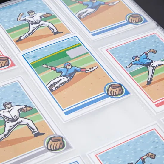 9 Pocket 3 Ring Leather TCG Binder for Baseball, Trading Game, and Sports Card, 30 Pages, Holds 540 Cards (10.8 x 1.8 x 13.5 In) Black {6}