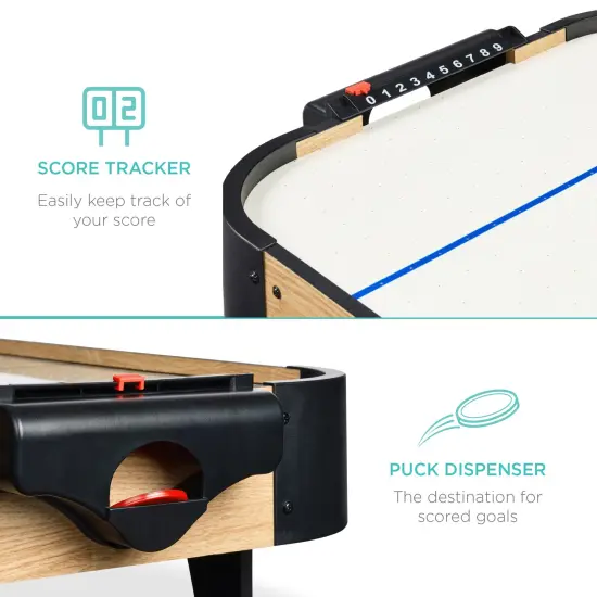 Best Choice Products 40in Air Hockey Arcade Table w/ 100V Motor, Electric Fan, 2 Strikers, 2 Pucks Natural {5}