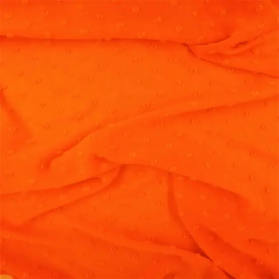 Waffle Swiss Dot Sheer Chiffon Fabric 1 Yard Woven Drapery Material, 59/60" Width ORANGE {1}