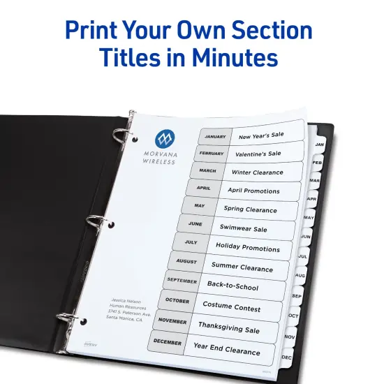 Avery Jan-Dec Dividers for 3 Ring Binders, 12 Tabs per Set, Customizable Table of Contents, Classic White Tabs (6 Sets of 11826) {2}
