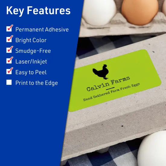 Avery Bright Green Paper Labels, 2" x 4" Rectangle {2}