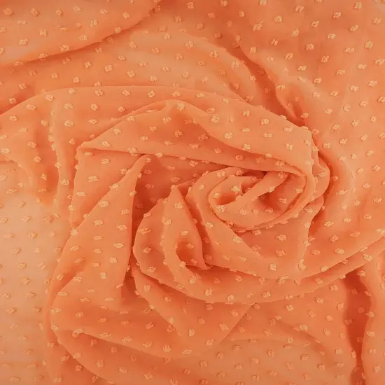 1 Yard Swiss Dot Chiffon Solid Woven Fabric Lightweight Sheer Drapery 57/58" Width ORANGE LT. {1}