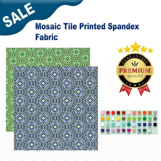 Mosaic Tile Printed Spandex Fabric {2}