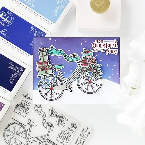Pinkfresh Studio Clear Stamp Set 4"X6"-Holiday Bicycle {3}