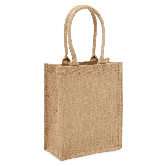 12 Pack of Natural Burlap Tote Bags with Handles 8 x 10 x 4 Inches for Groceries, Shopping, Beach, DIY Crafts, Art Projects, Bachelorette Party, Reusable Bulk Set Brown {5}