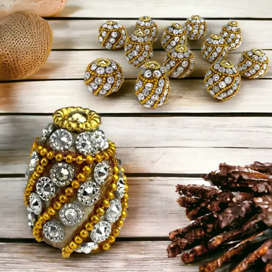 10 Pc Decorative Designer Supari Betelnut for Pooja &ndash; Spiritual Shagun Item, Unique Indian Pooja Supari, Temple Decor, Wedding Favor, Housewarming Gift {4}