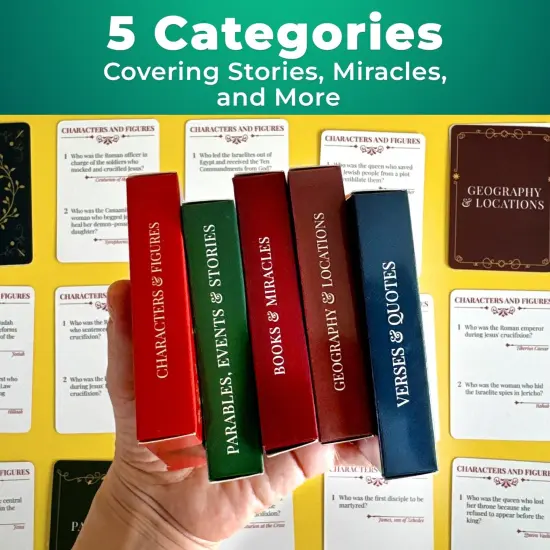 QUOKKA Rethink. Bible Trivia Game for Adults &ndash; 250 Bible Trivia Cards for Christians &ndash; Fun Christian Games for Adults & Family &ndash; Religious Gifts for Men and Women - 5 Categories to Check How Well You {3}