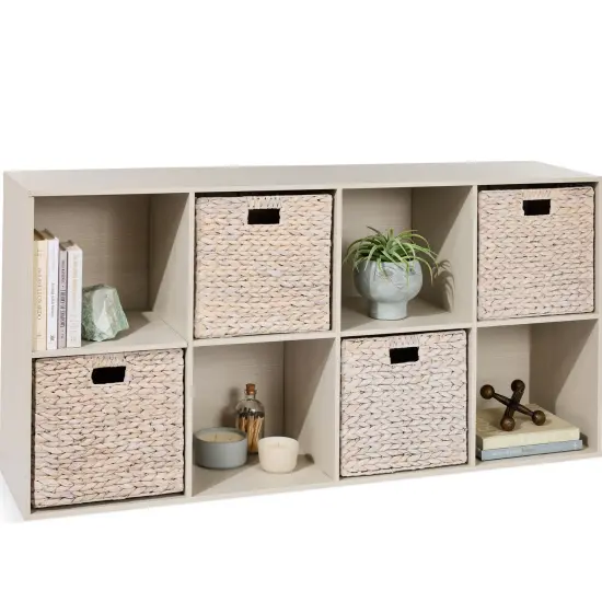Best Choice Products 8-Cube Bookshelf, 11in Display Storage System, Organizer w/ Removable Back Panels Whitewash {1}