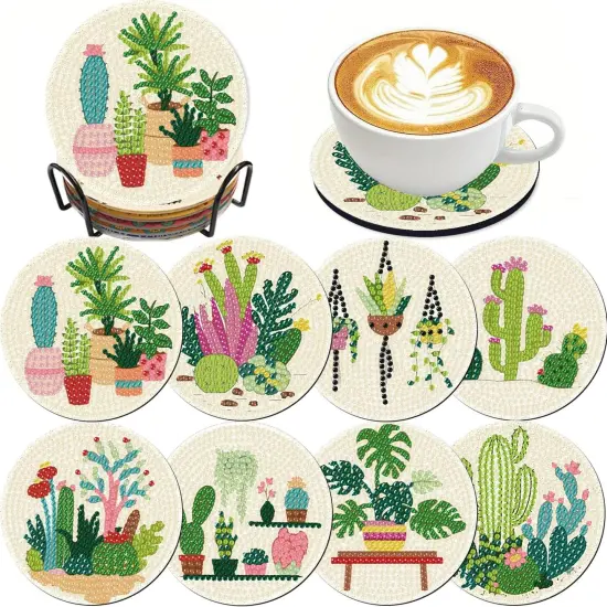 8 Pcs Diamond Art Kits for Adults Coasters {1}
