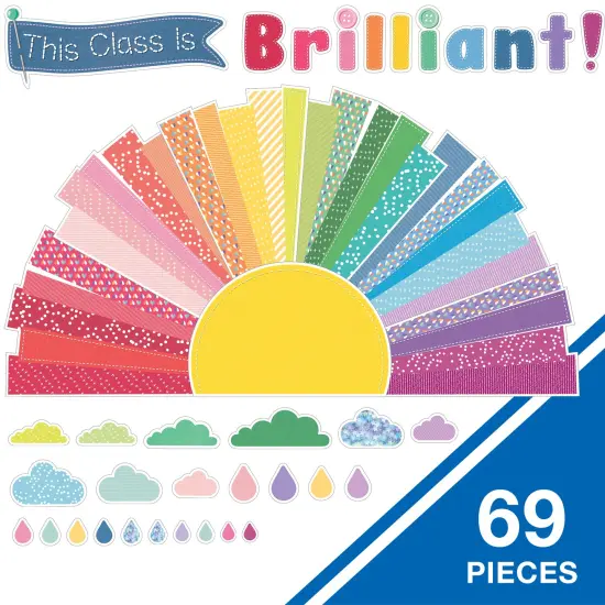 Carson Dellosa Crafty and Cool 69-Piece Motivational Bulletin Board Set, Banner With Inspirational Quote, Sun, Clouds, Grass, and Raindrops Classroom Decor {2}