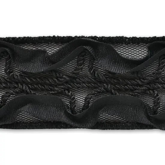 5 yards of Ribbon Rosette & EmbroideryTrim | 5 yard cut Black {1}