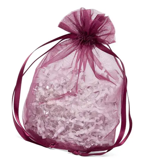 Wide Round Flat Bottom Organza Bags 6 1/2 '' X 4 '' X 7 '' for Gift Bags Plum {3}