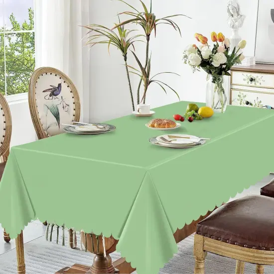6 Pack Plastic Sage Green Table Cover for Wedding {5}