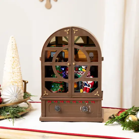 Northlight LED Lighted and Musical Retro Radio with Santa Scene Christmas Decoration - 12.5" Brown {4}