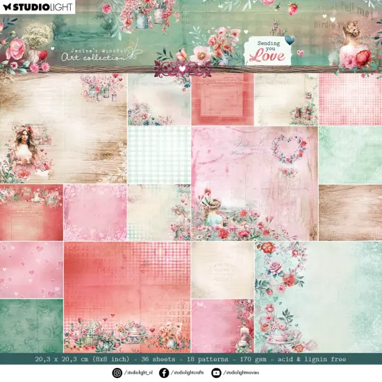 Jenine's Mindful Art Paper Pad Sending You Love 8"X8" 36/Pkg-Nr. 289 Backgrounds {1}