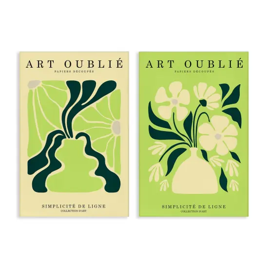 Stupell Industries Green French Museum Poster 2 pc Canvas Wall Art Set Design by Incado {1}