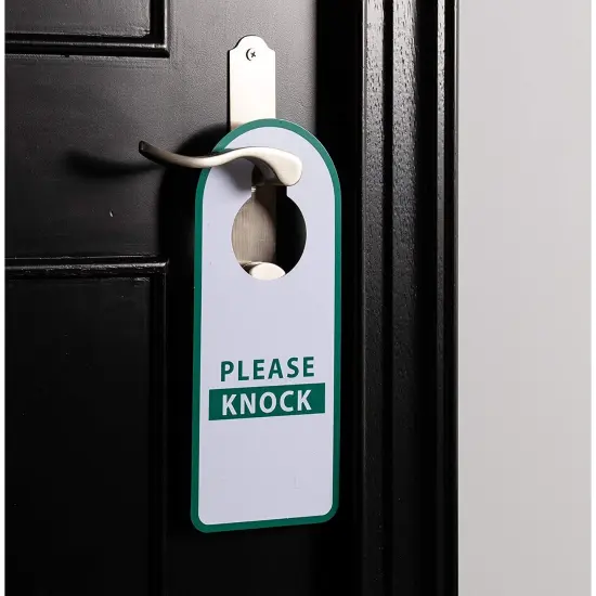 Do Not Disturb Sign - 12-Pack Do Not Disturb, Please Knock Door Hanger, Double Sided Plastic Door Knob Hanger for Privacy, Ideal for Home, Hotel Rooms, B&B, (3.5 x 9.8 in.) Multicolor {2}