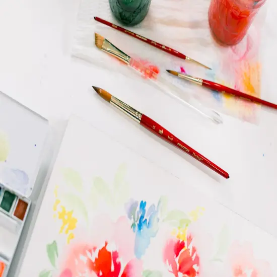 Princeton Series 4050 Heritage Synthetic Sable Brush-Short Handle Round Size 12 {3}