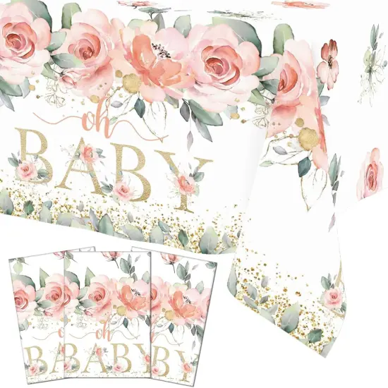 3 Pieces Oh Baby Pink Flower Tablecloths {1}