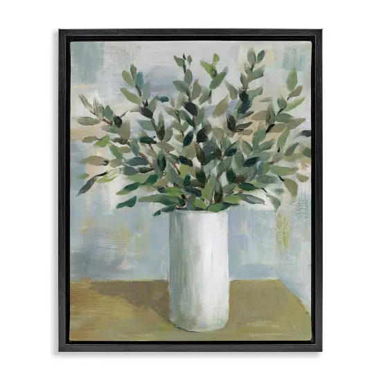 Stupell Industries Leafy Green Plant Vase Floater Framed Canvas Wall Art Design by Cloverfield & Co. {1}