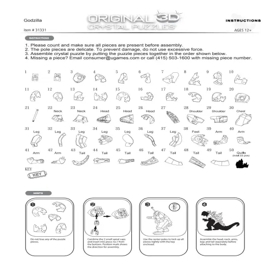 BePuzzled 3D Ultra-Deluxe Licensed Crystal Puzzle-Godzilla {6}