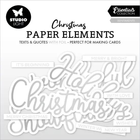 Studio Light Essentials Paper Elements 40/Pkg-Nr. 15, Silver Sentiments {1}