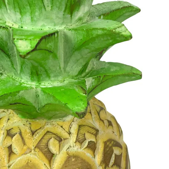 Hand-Painted Pineapple Sculpture &ndash; 9.75" High, Rustic Tropical Decor Accent {4}