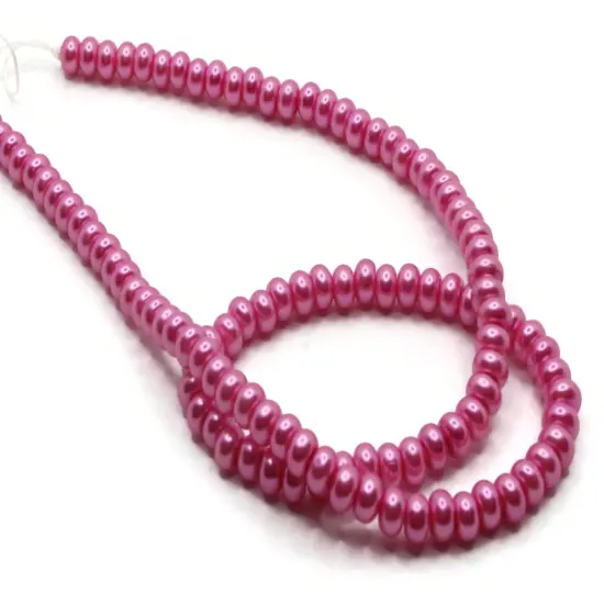 120 5mm Pink Glass Pearl Rondelle Beads {4}