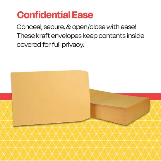 School Smart Grip Seal Envelopes, 10 x 13 Inches, Kraft, Pack of 100 {5}