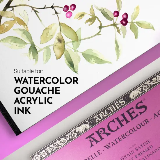 Arches Aquarelle Hot Pressed Watercolor Block 7.9"X7.9"- 140lb, 20 Sheets {4}