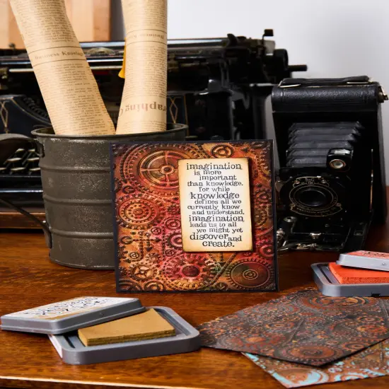 Sizzix Textured Impressions Embossing Folder by Tim Holtz-Vault Gears {4}