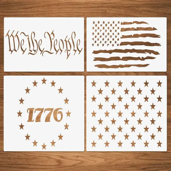 4 Packs American Flag Star Stencils {1}