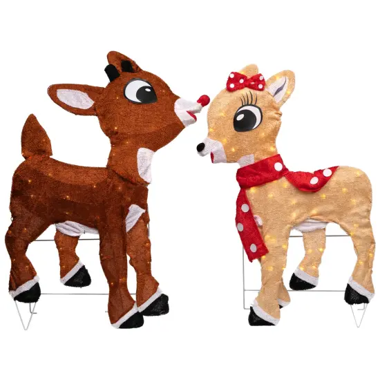 Northlight Lighted Rudolph and Clarice Outdoor Christmas Decorations - 32" Brown {3}