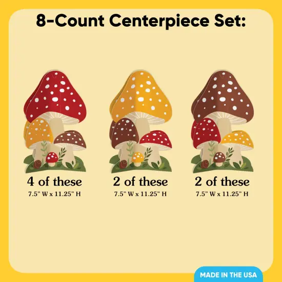 Big Dot of Happiness 3D Wild Mushrooms Centerpiece Table Decorations, Freestanding Red Toadstool Fall Decor, Birthday Party Centerpieces - 8 Count {5}