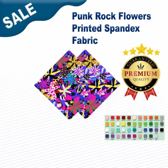 Punk Rock Flowers Printed Spandex Fabric {1}