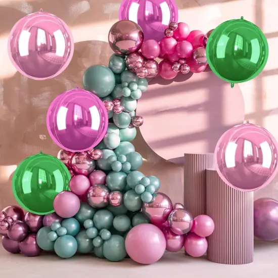 22 Inch Big Round Foil Balloon(Pink Green) {5}