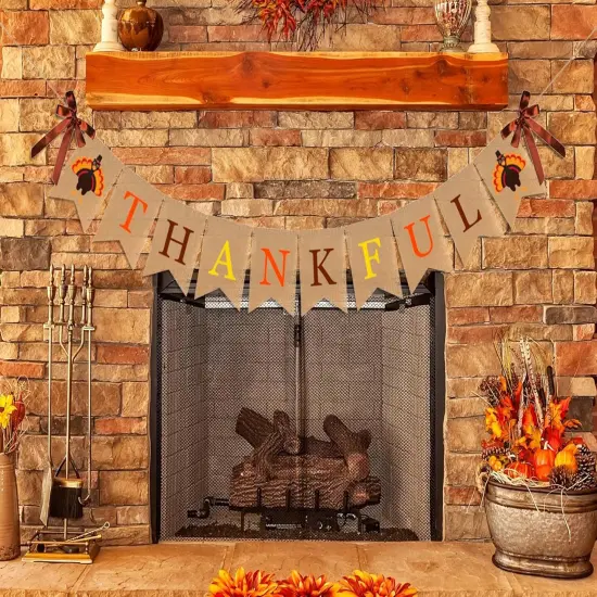 Fall Thanksgiving Burlap Banner (Multicolor) {3}