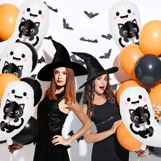 Halloween Scary Ghost with Black Cat Foil Balloons {4}