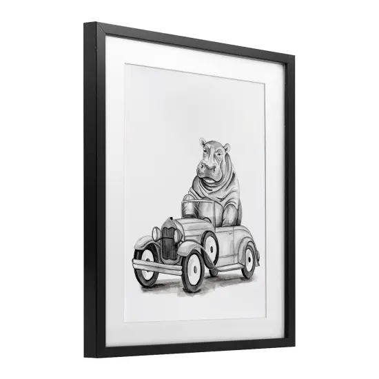 Stupell Industries Hippo in Vintage Vehicle Framed Print Under Glass, design by Rachel Nieman {3}
