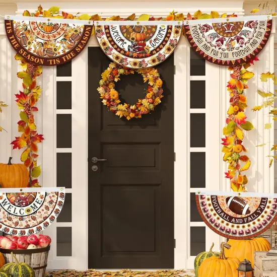 6 Pcs Fall Football Bunting Flag (	yellow) {5}