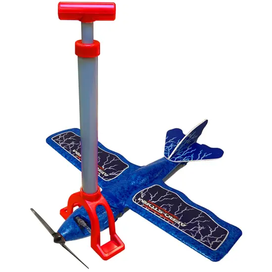 Aero-Storm: Air Powered Airplane - Blue - Acrobatic Flight, Stunt Performing Outdoor Flying Toy, Micro Air Engine, No Batteries Required, Kids Ages 6+ {4}