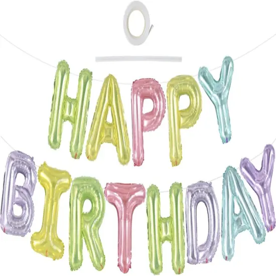 Happy Birthday Balloons Banner 16 Inch Mylar Foil Letters Birthday Sign Bunting for Girls Boys Kids & Adults Birthday Decorations and Party Supplies（Different Color） {1}