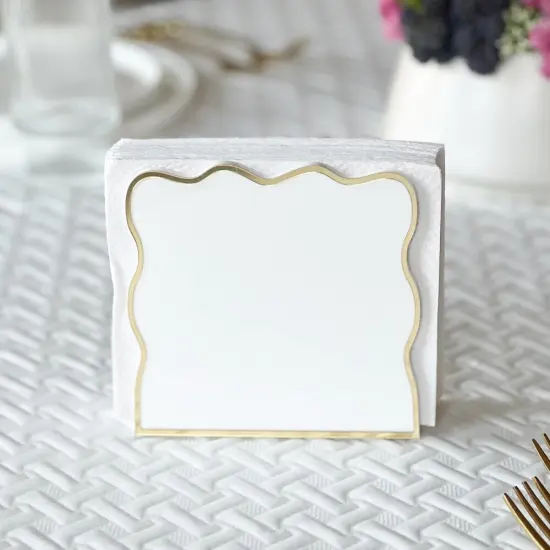 Lucite Napkin Holder with Gold Mirror Trimming {2}